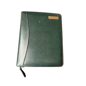 Franklin Quest Green 4044 Aniline Leather 7 Ring Zip Planner Binder 90's vtg